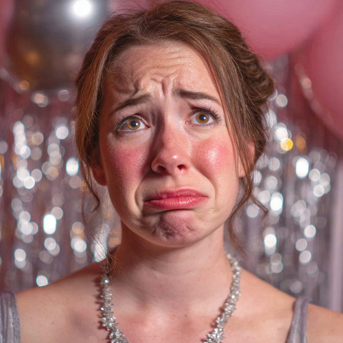 A woman looks devastated at her birthday party | Source: Midjourney