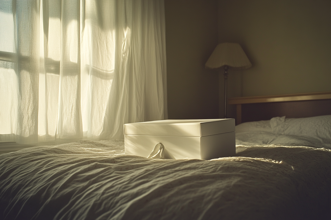 A box left on a bed | Source: Midjourney