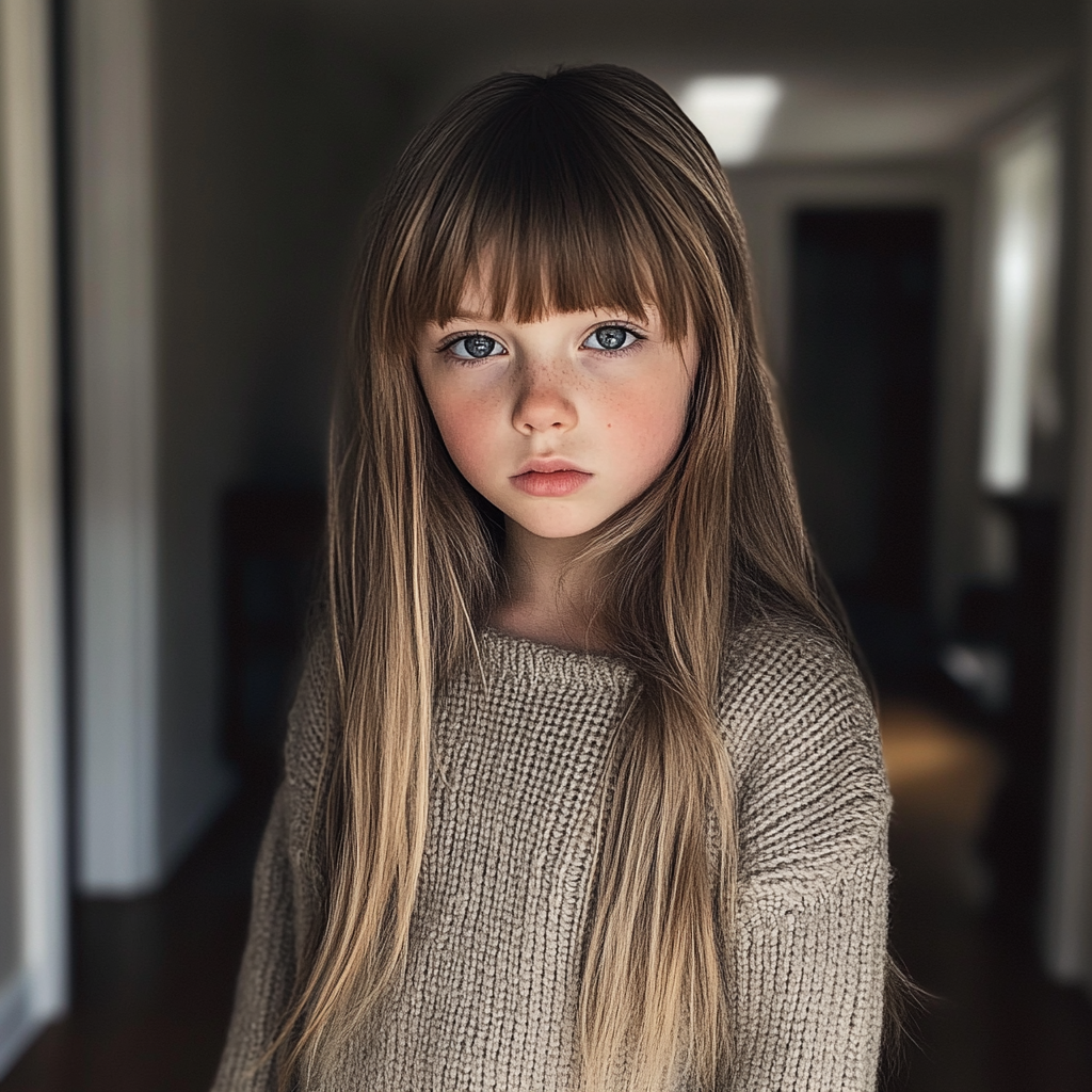 A little girl standing in a hallway | Source: Midjourney