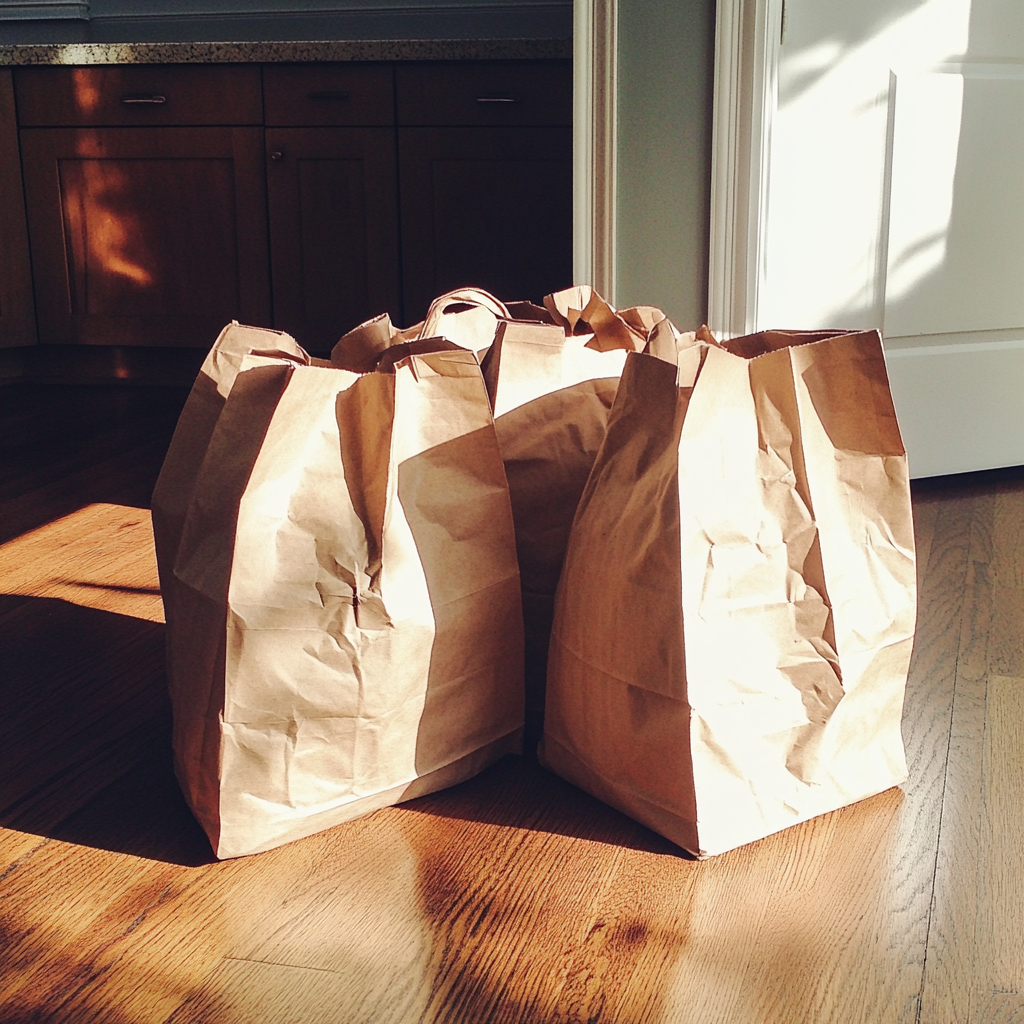 Grocery bags on the floor | Source: Midjourney