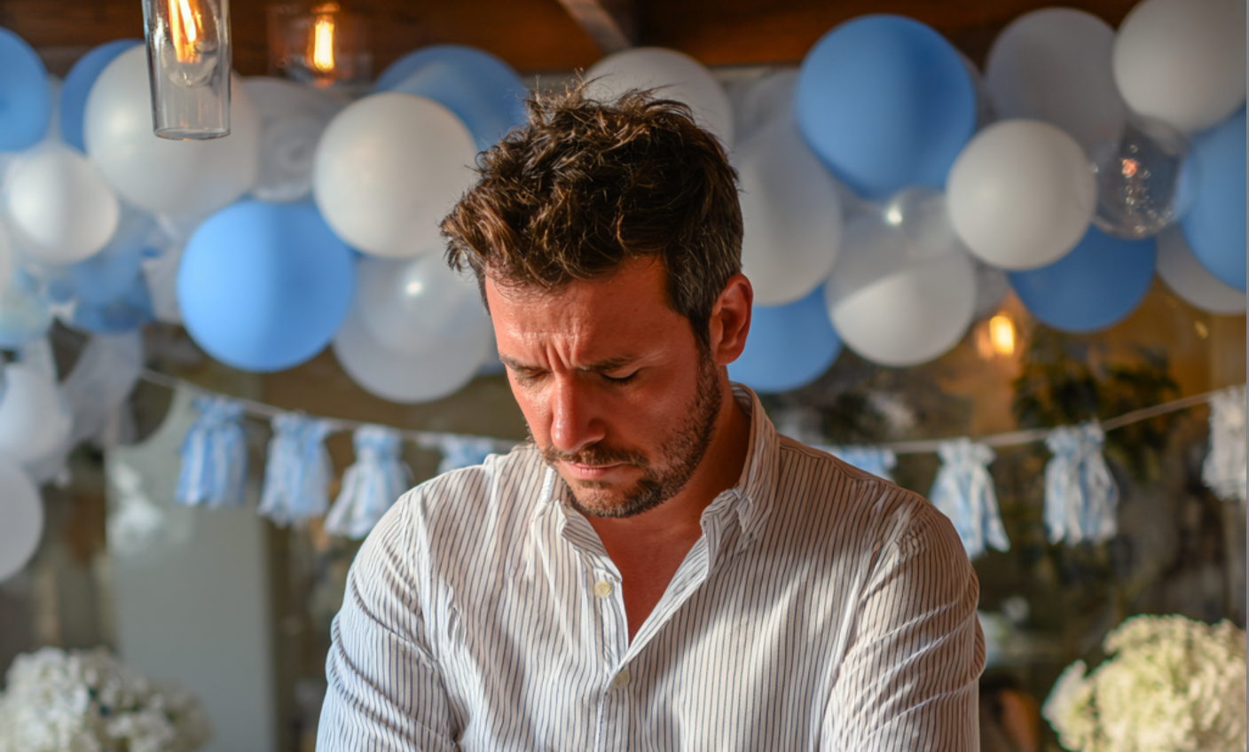 An upset man looking down at the ground | Source: Midjourney