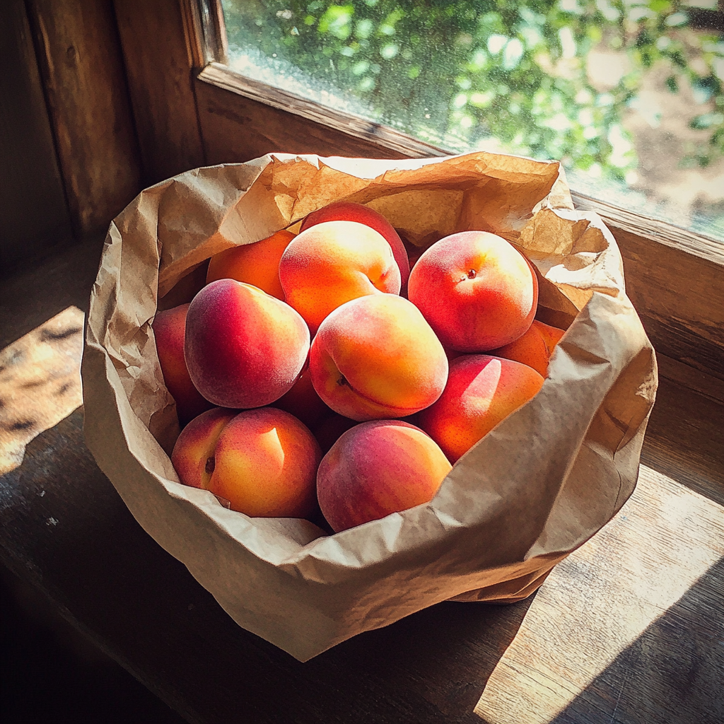 A bag full of peaches | Source: Midjourney