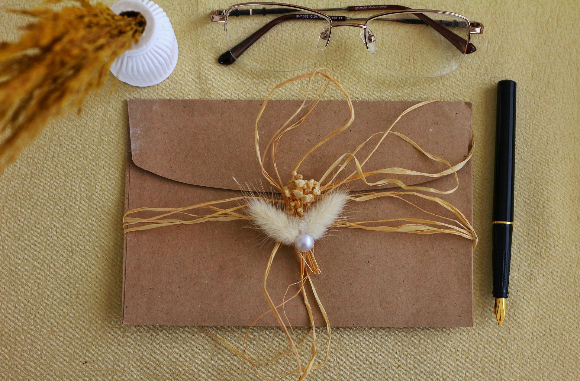 An elegant brown envelope with rustic decoration | Source: Pexels