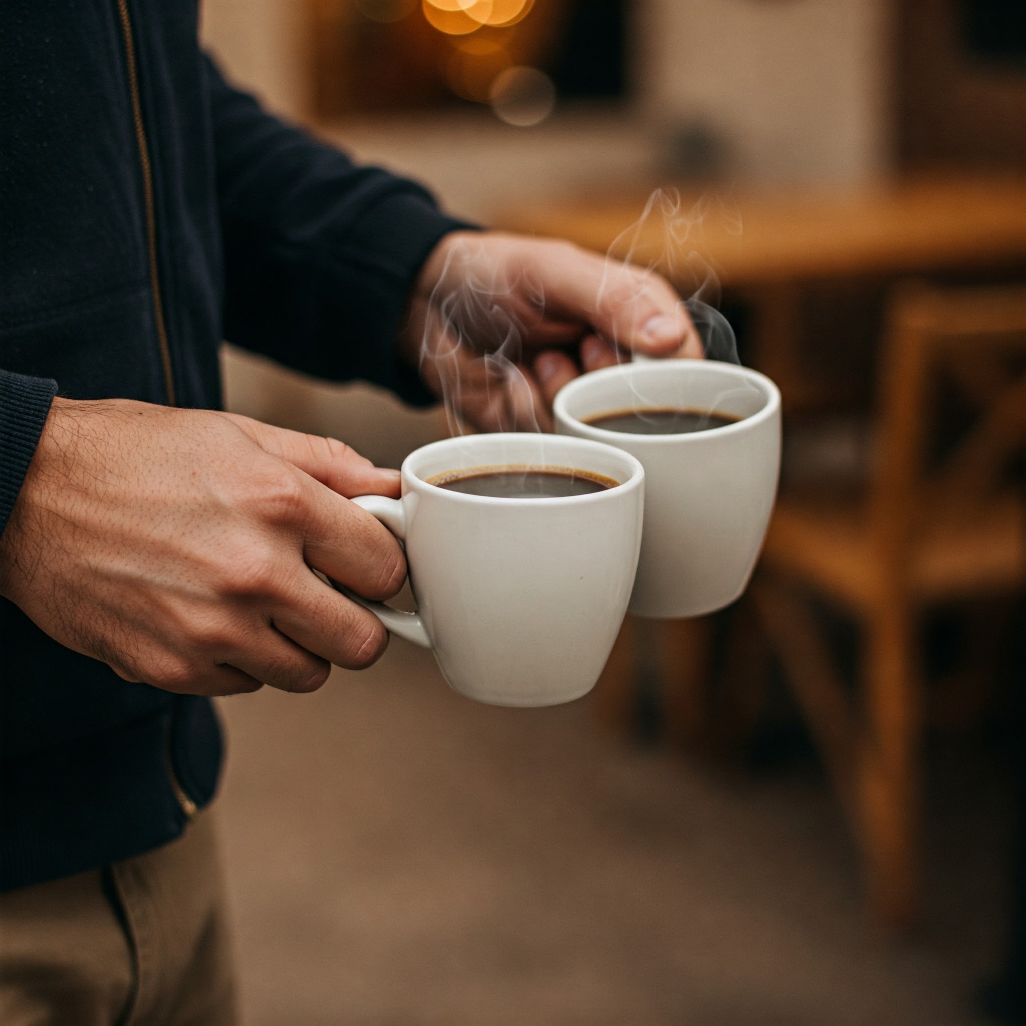 A man carrying two coffee mugs | Source: Gemini