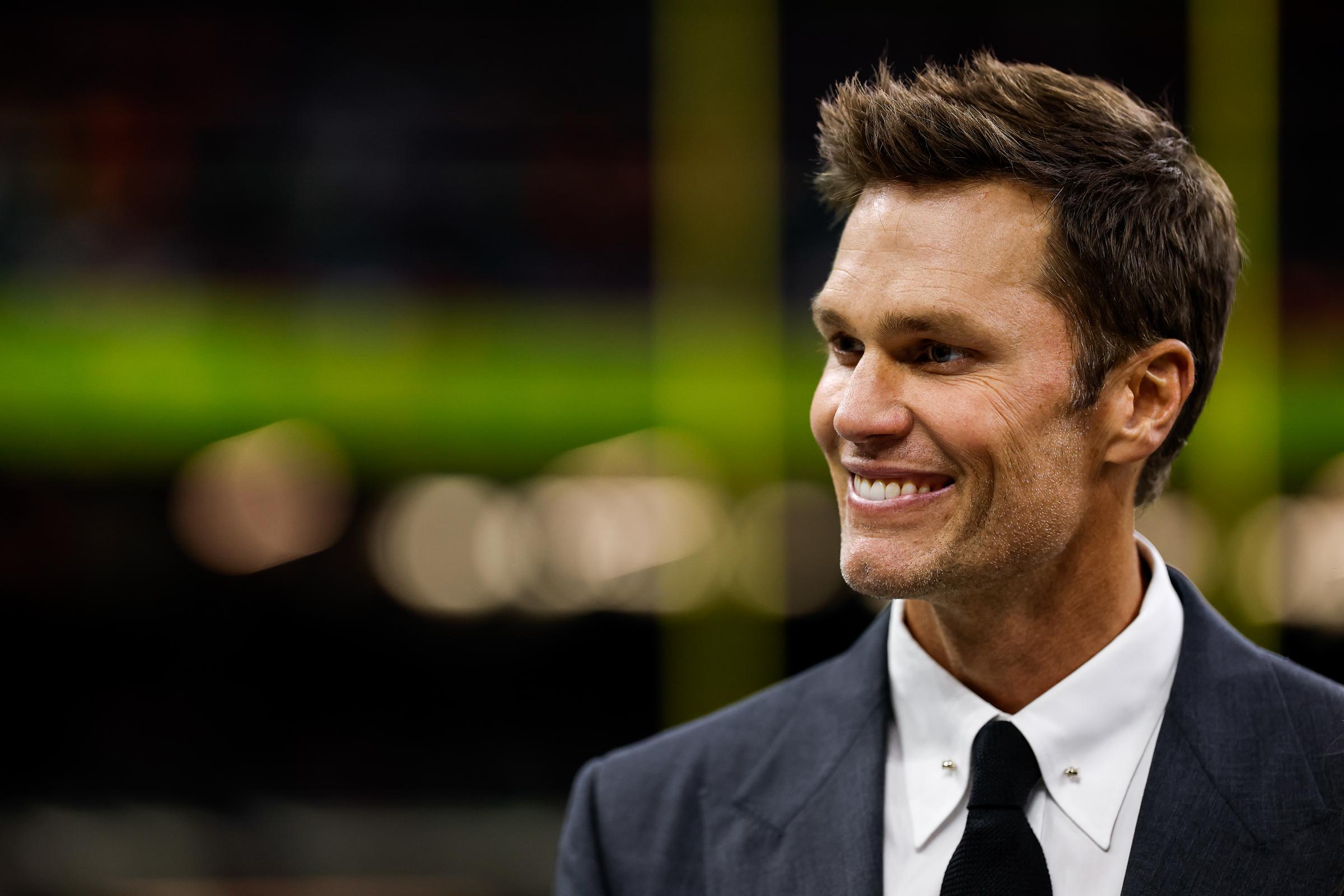 Tom Brady looks on during the 2025 Super Bowl. | Source: Getty Images