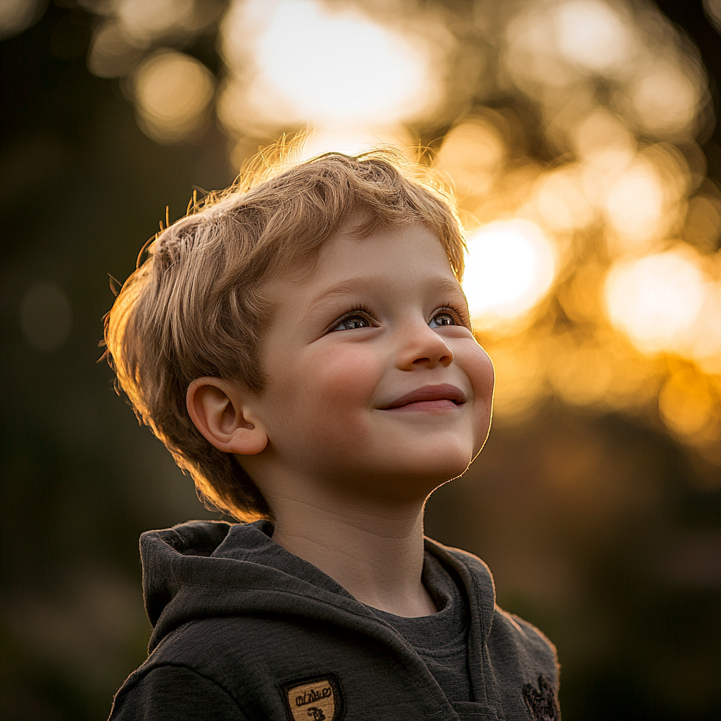 A happy young boy in a park | Source: Midjourney