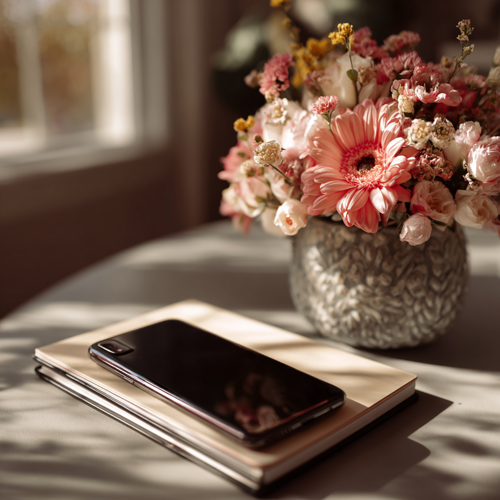 A cellphone on a table | Source: Midjourney