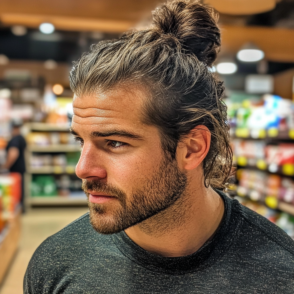 A man standing in a grocery store | Source: Midjourney