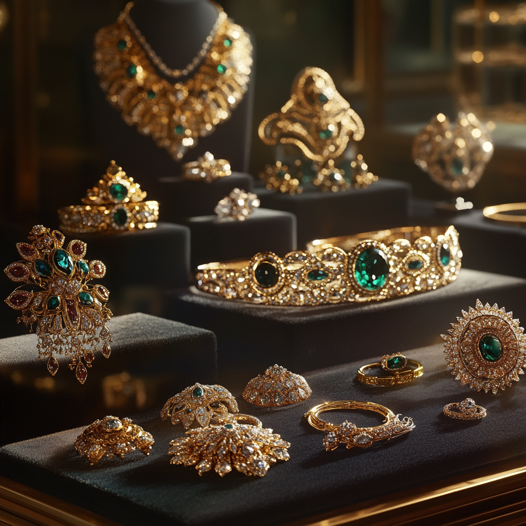 Jewelry displayed on a table | Source: Midjourney