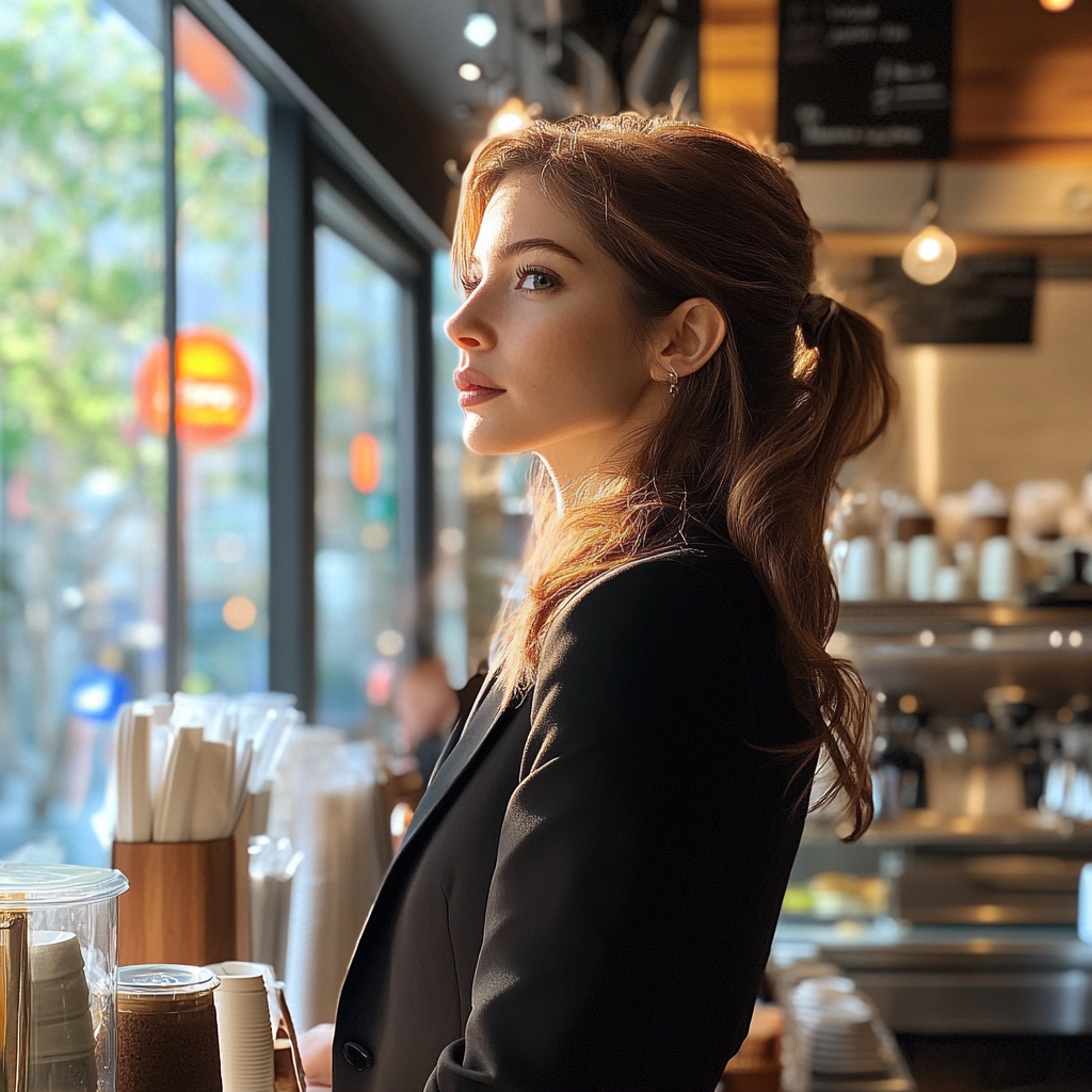 A woman at a café | Source: Midjourney