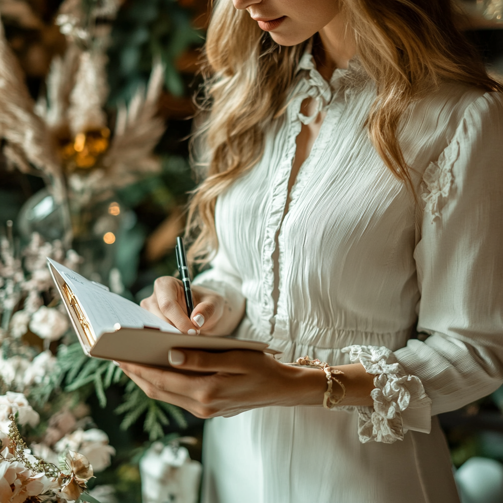 A wedding planner taking notes | Source: Midjourney