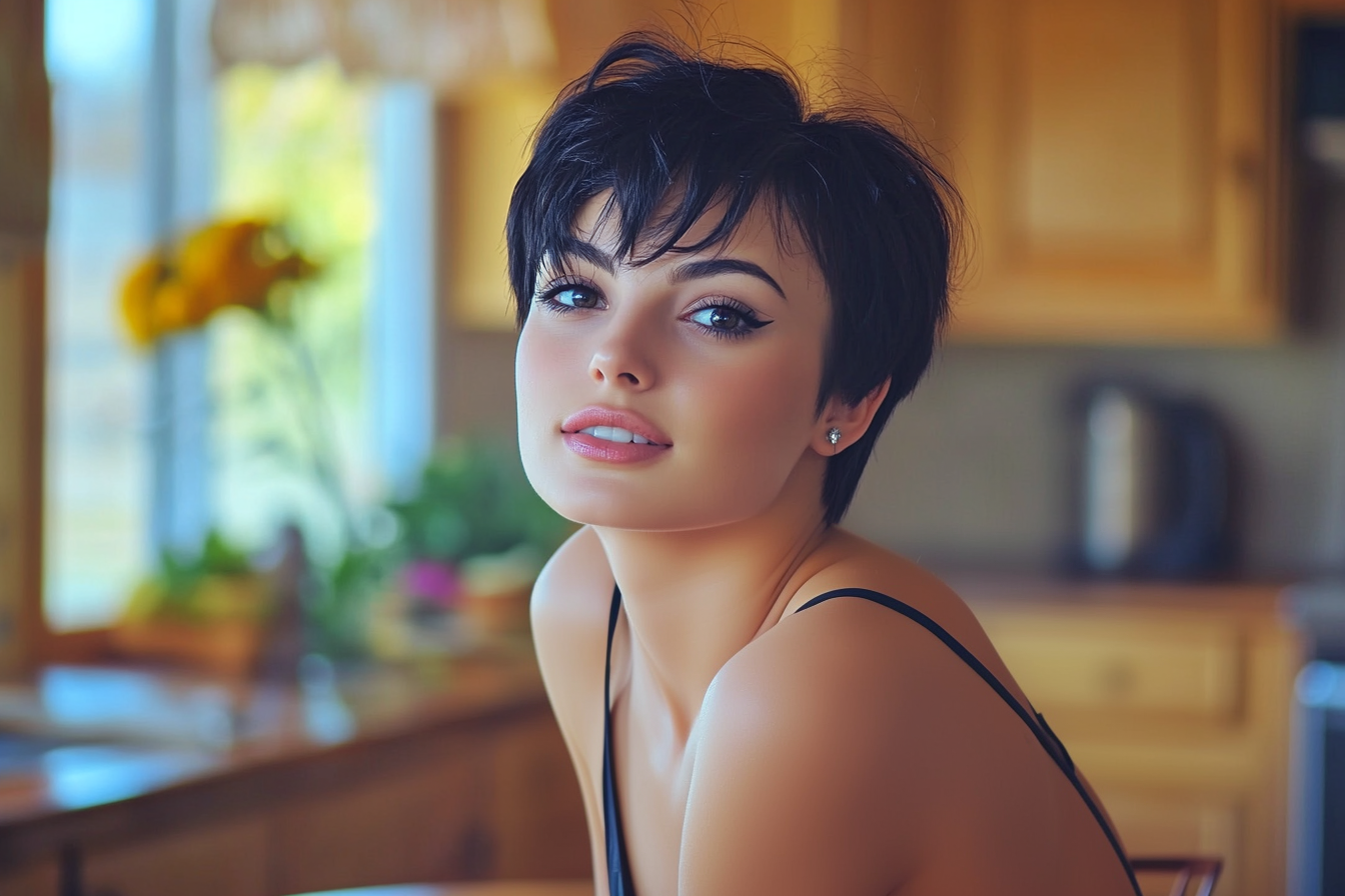 A young woman in a kitchen | Source: Midjourney