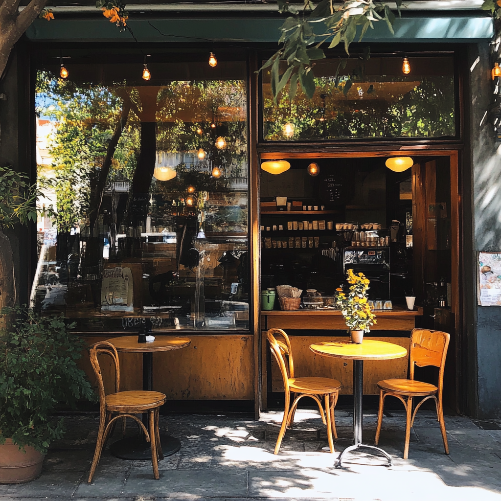 The exterior of a coffee shop | Source: Midjourney