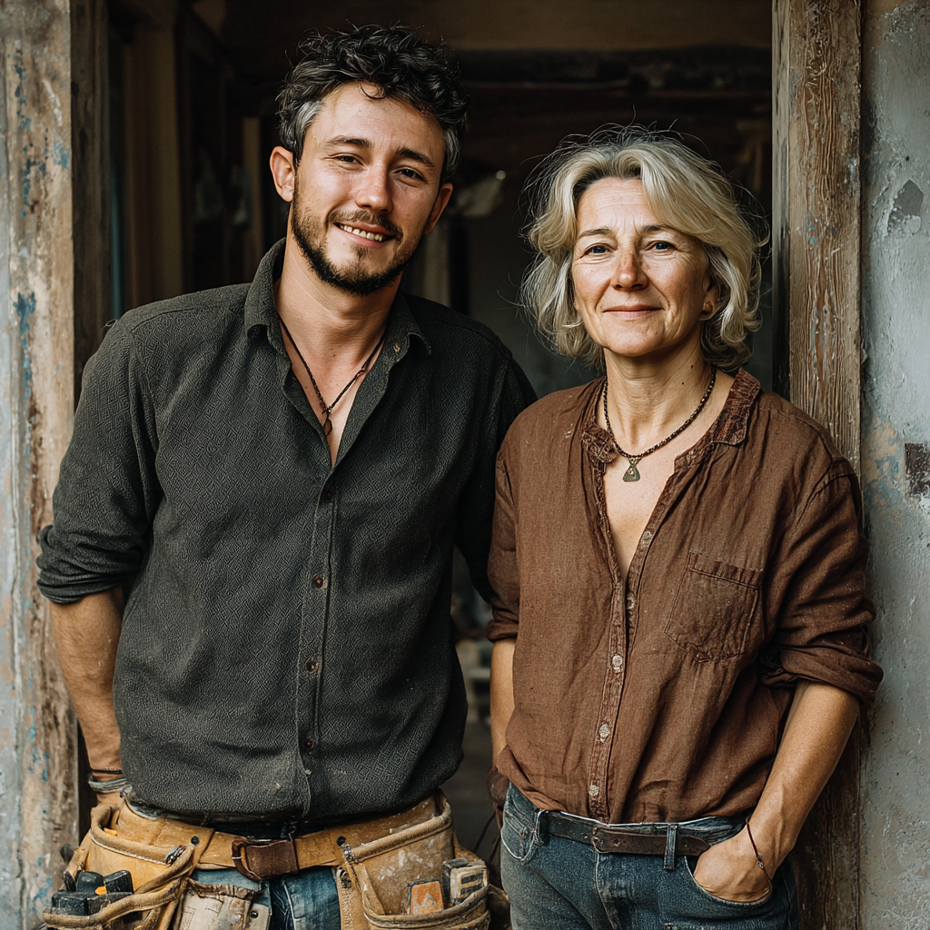 A mother and son standing together | Source: Midjourney