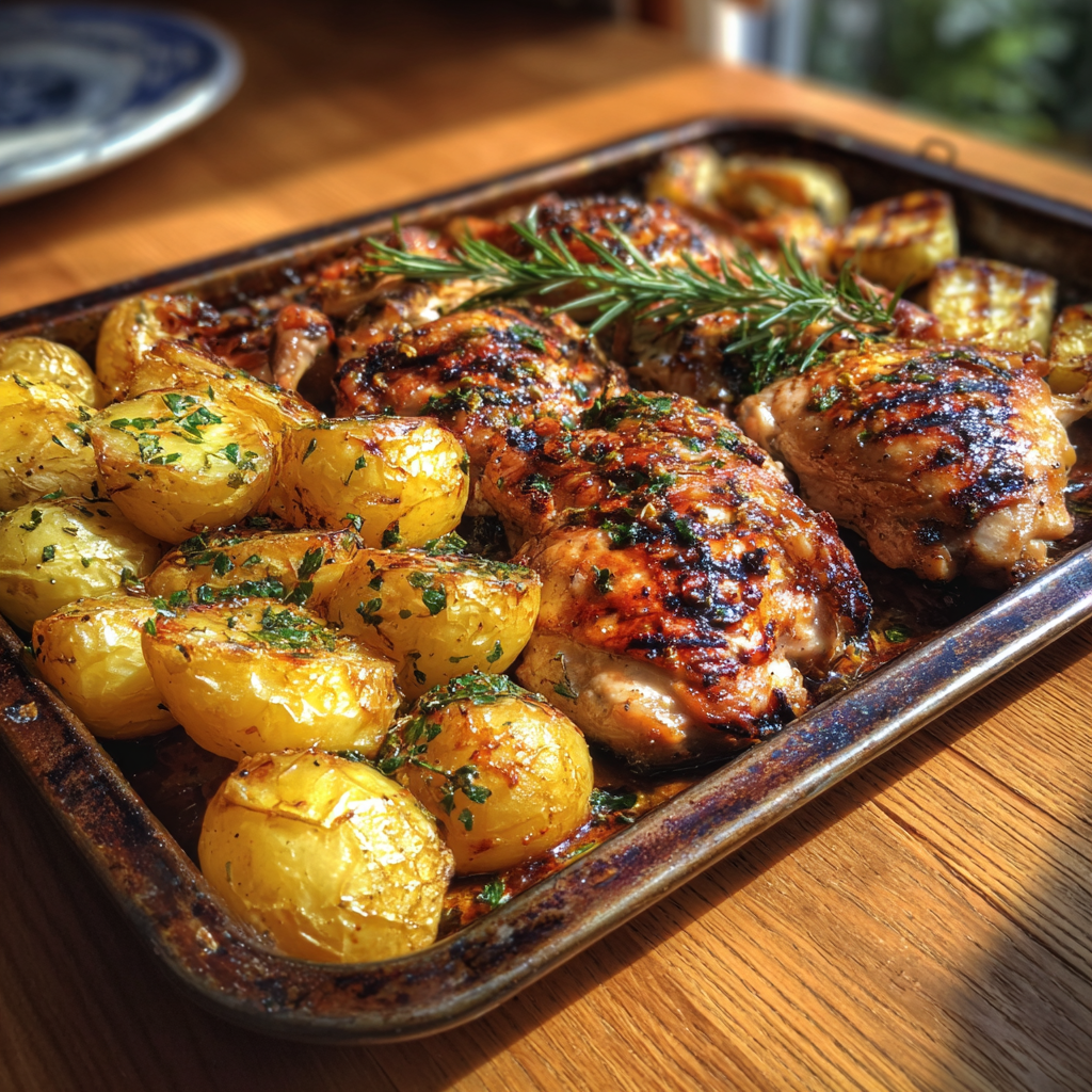 A tray of food on a kitchen counter | Source: Midjourney