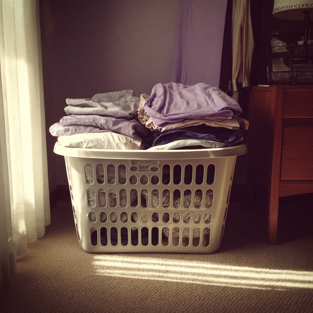 A laundry basket in a bedroom | Source: Midjourney