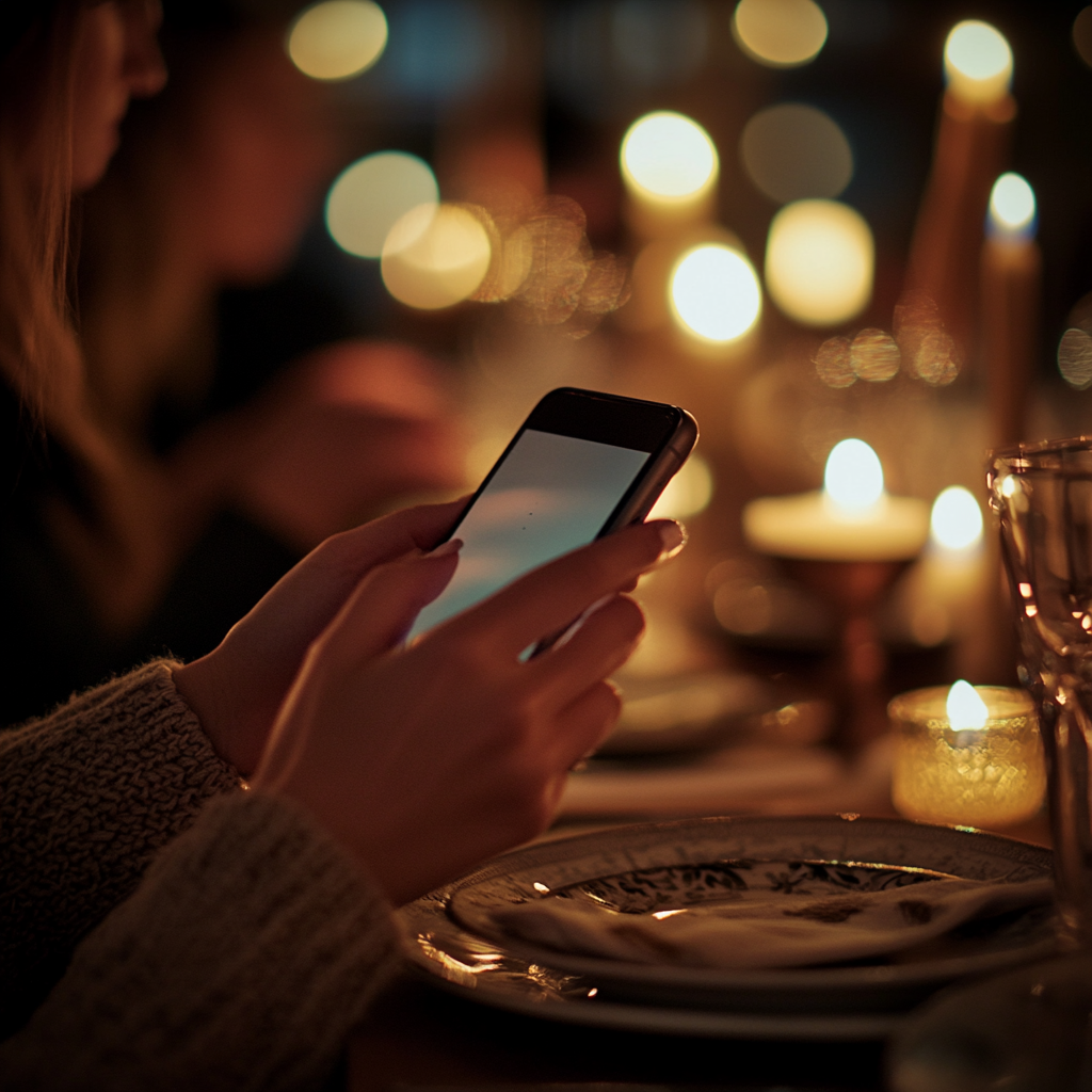 A woman holding a phone | Source: Midjourney