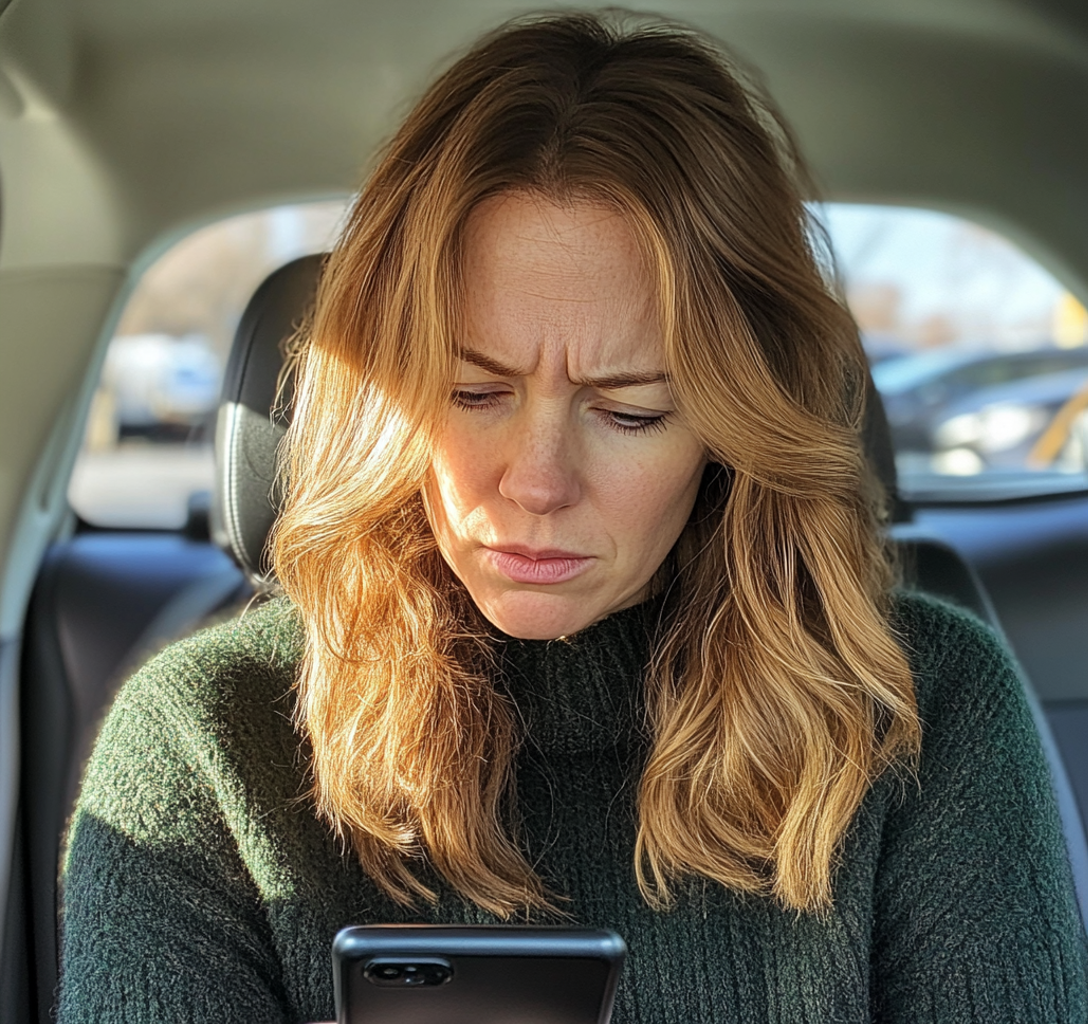 A woman looking at her phone | Source: Midjourney