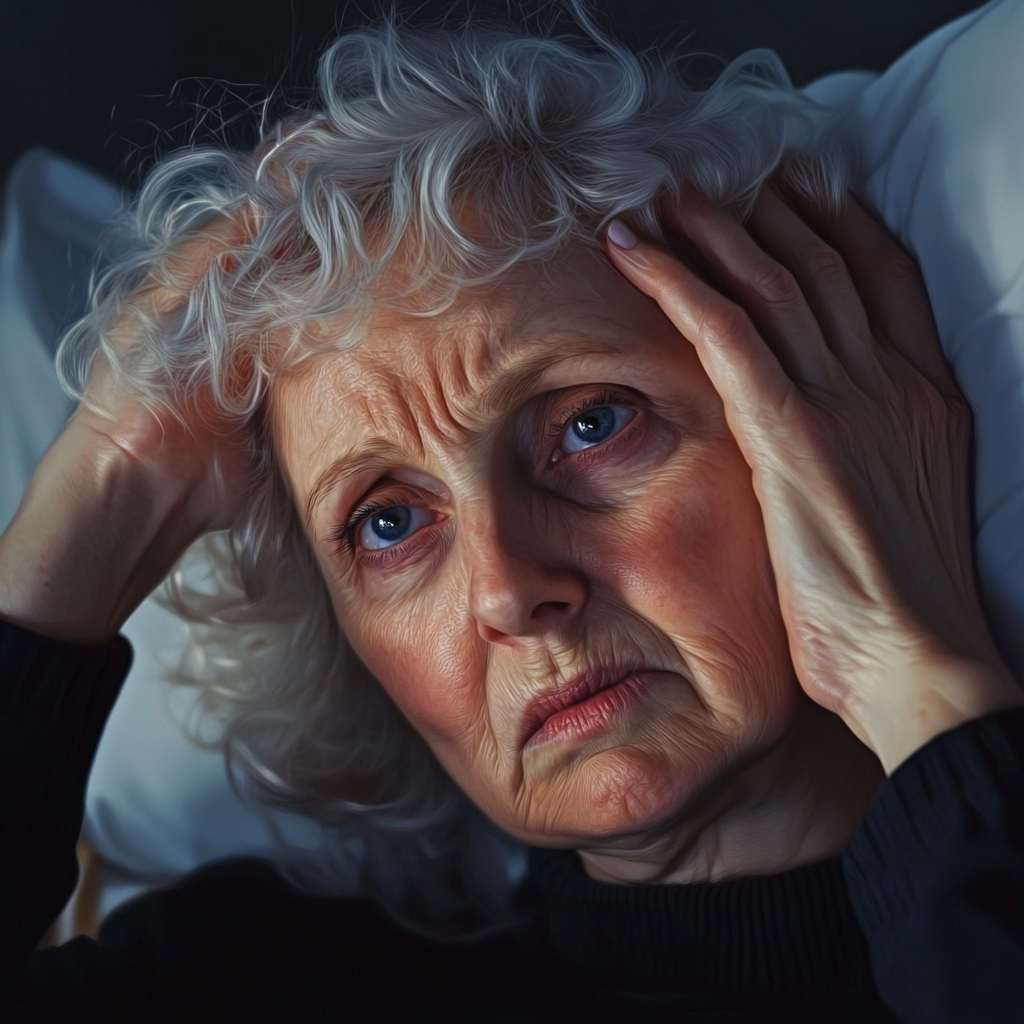 A distressed older woman | Source: Midjourney