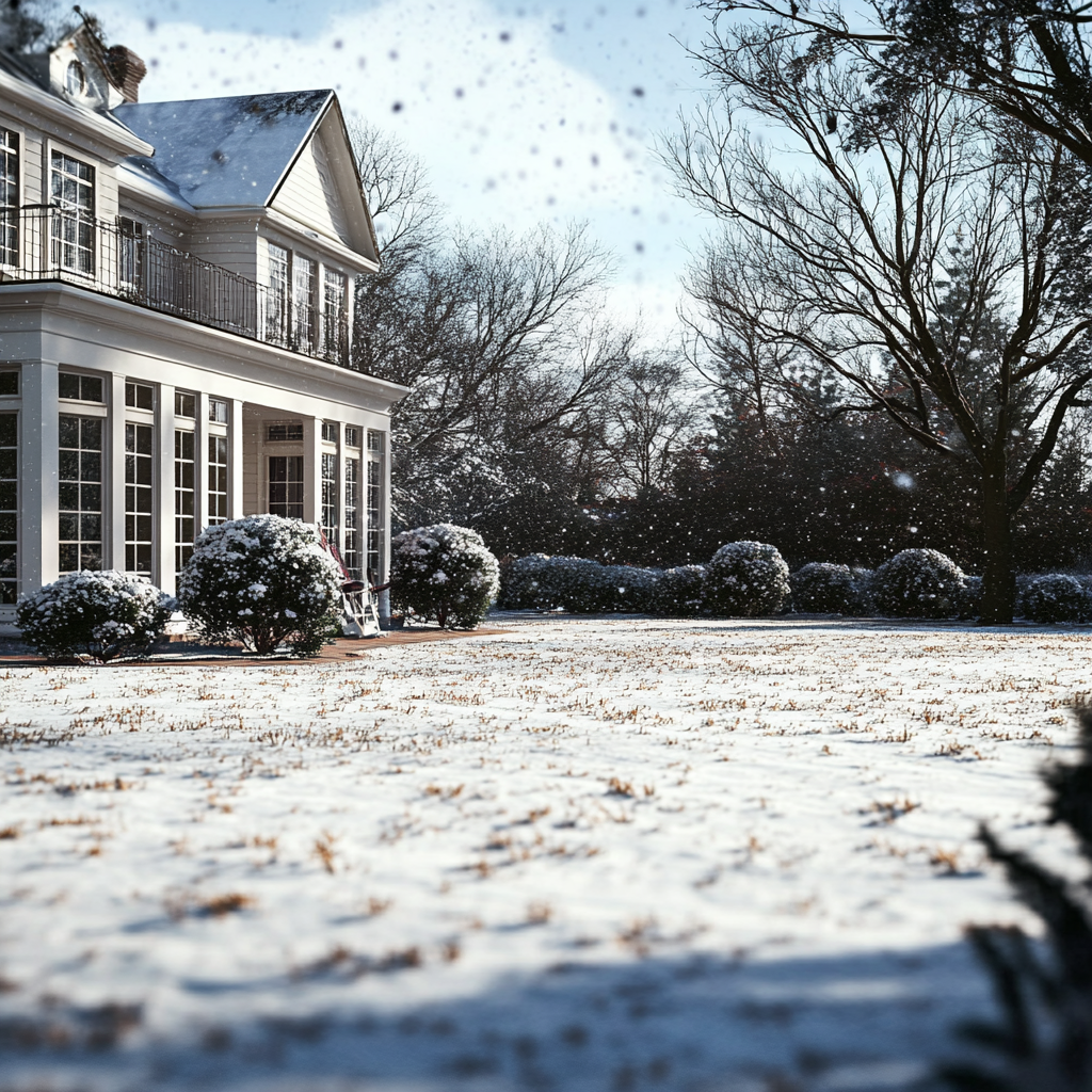 An empty yard on a snowy day | Source: Midjourney