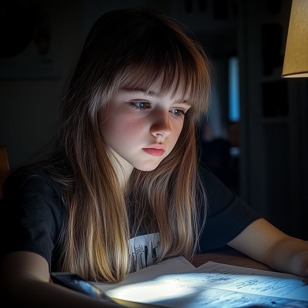 A girl doing her homework | Source: Midjourney
