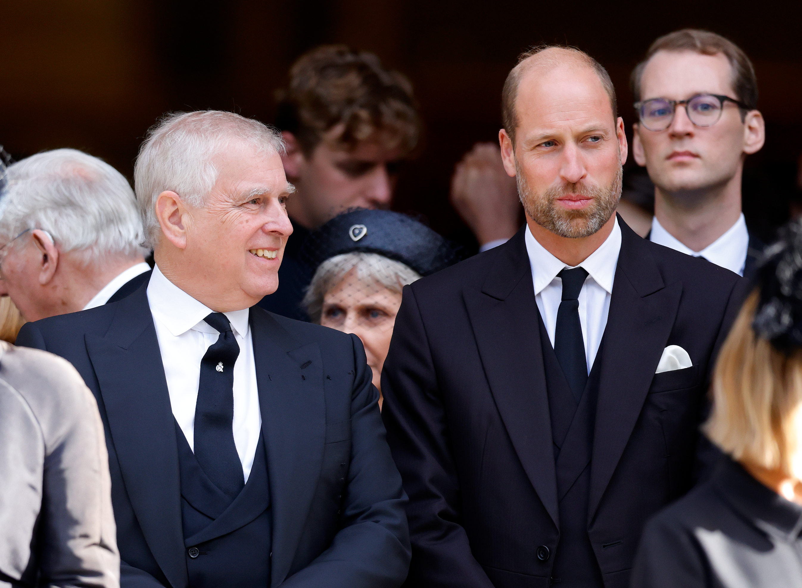 Prince Andrew, Duke of York and Prince William, Prince of Wales attend Katharine, Duchess of Kent's Requiem Mass service at Westminster Cathedral on September 16, 2025 in London, England. | Source: Getty Images
