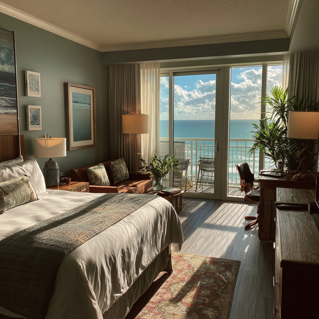 The interior of a fancy hotel room | Source: Midjourney