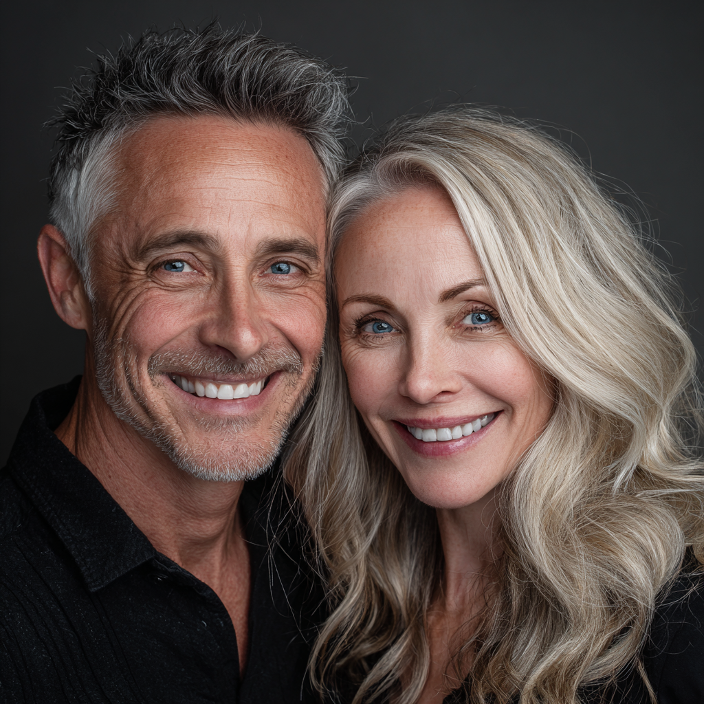 A close-up of a smiling couple | Source: Midjourney