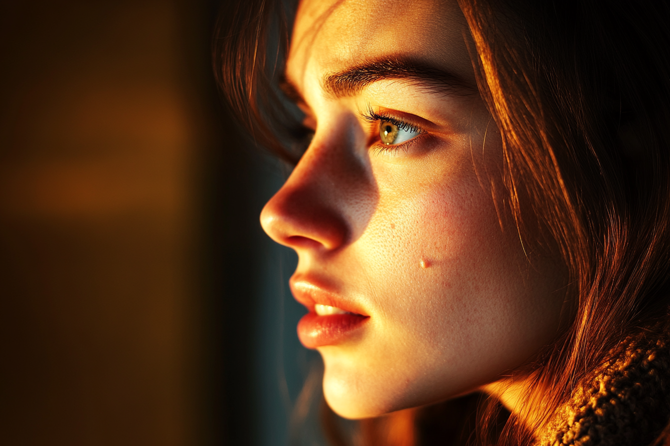 Side view of a young woman | Source: Midjourney