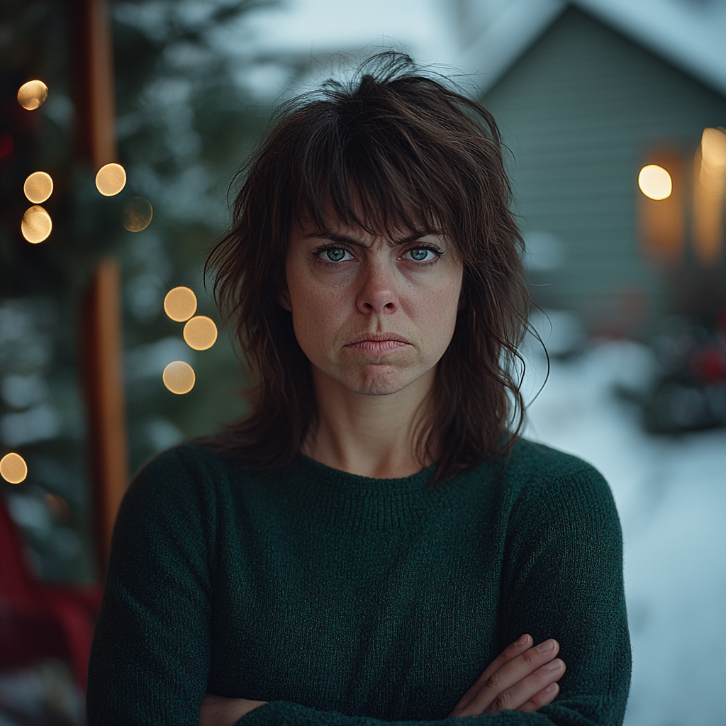 An angry woman in the backyard of her house | Source: Midjourney