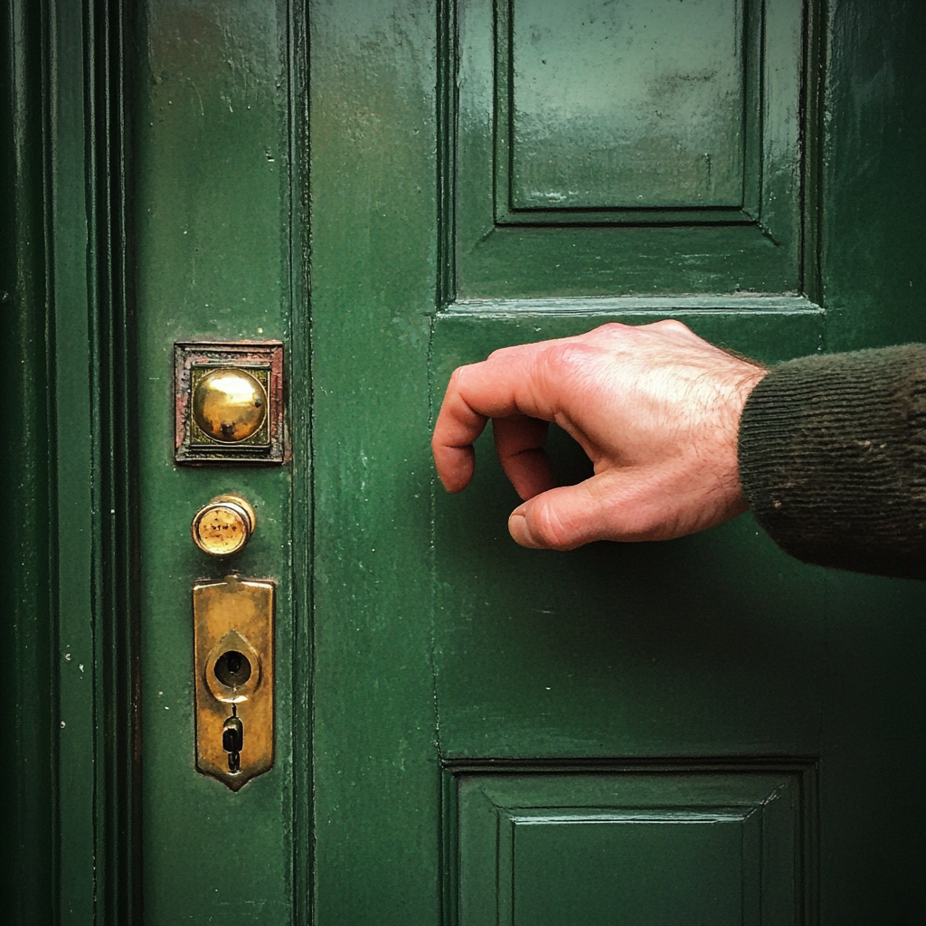 Uma pessoa alcançando uma porta | Fonte: Midjourney