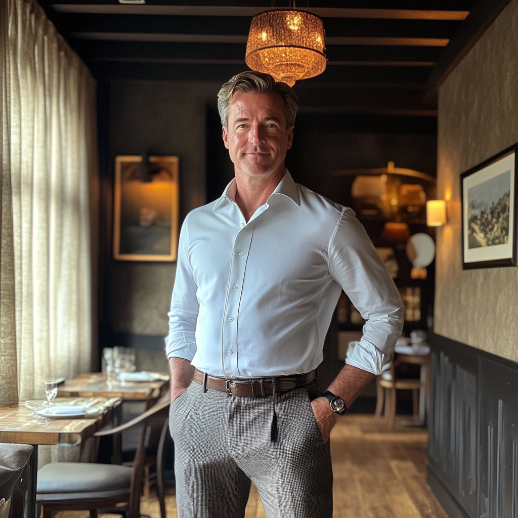 A man standing in a coffee shop | Source: Midjourney