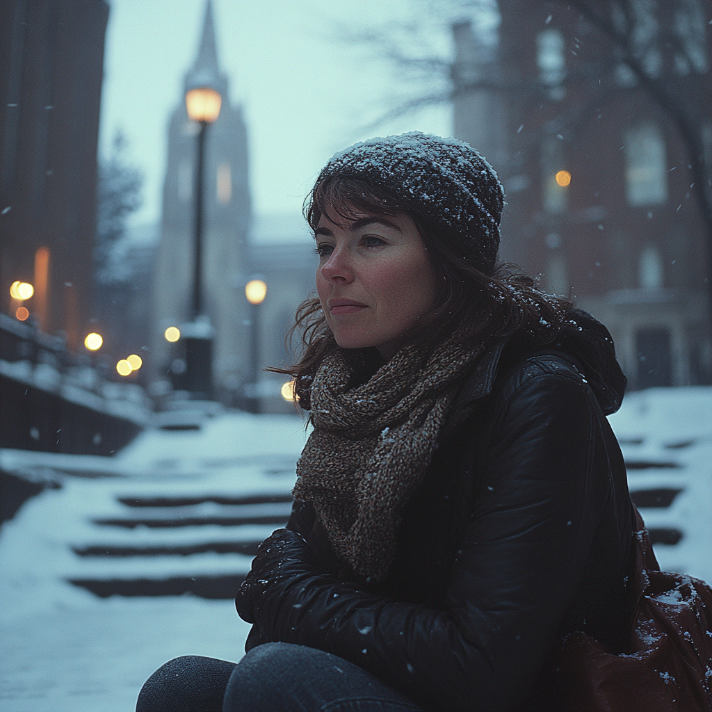 A woman crouching | Source: Midjourney