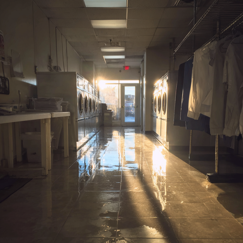 The interior of a dry cleaner and laundromat | Source: Midjourney