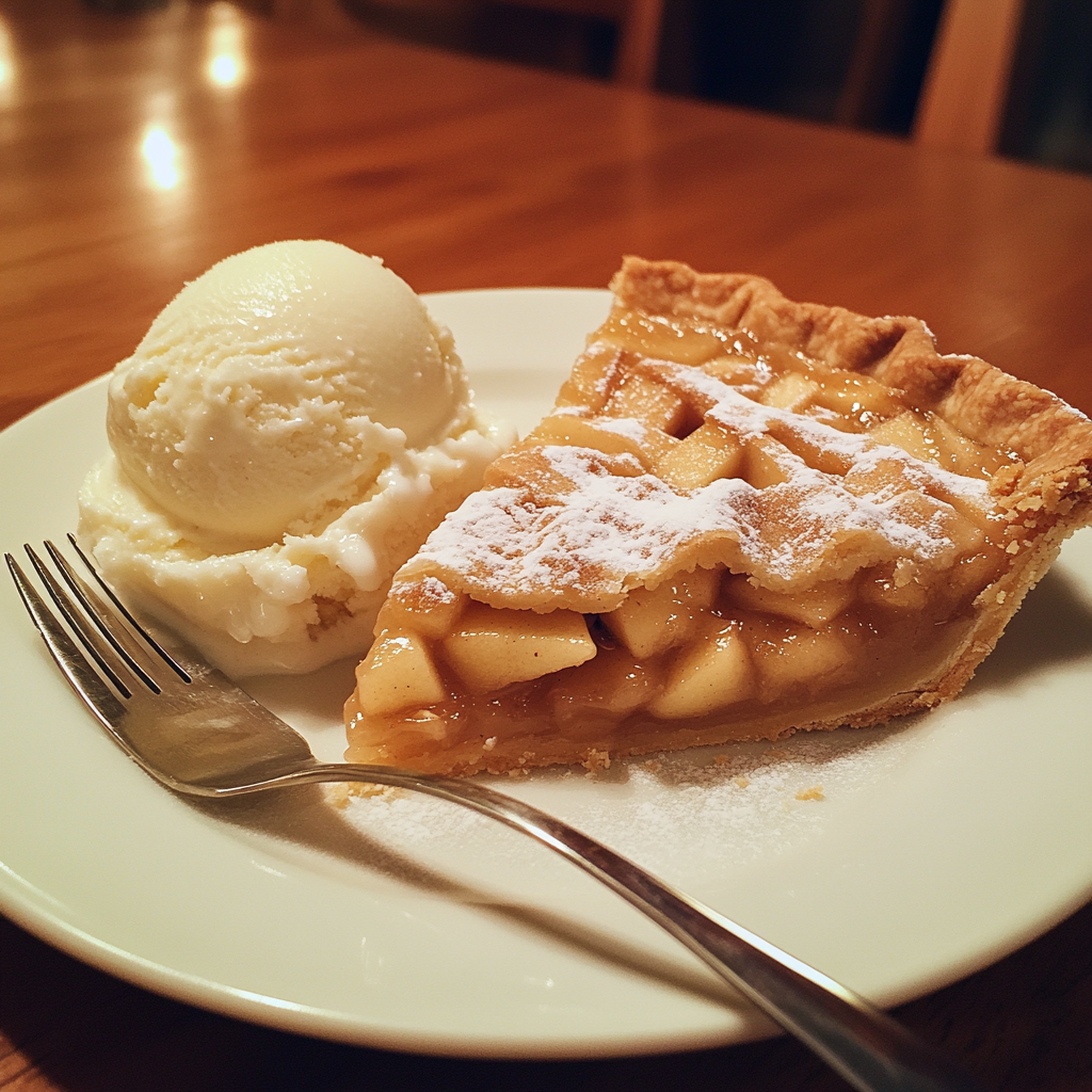 Tarte aux pommes et glace | Source : Midjourney