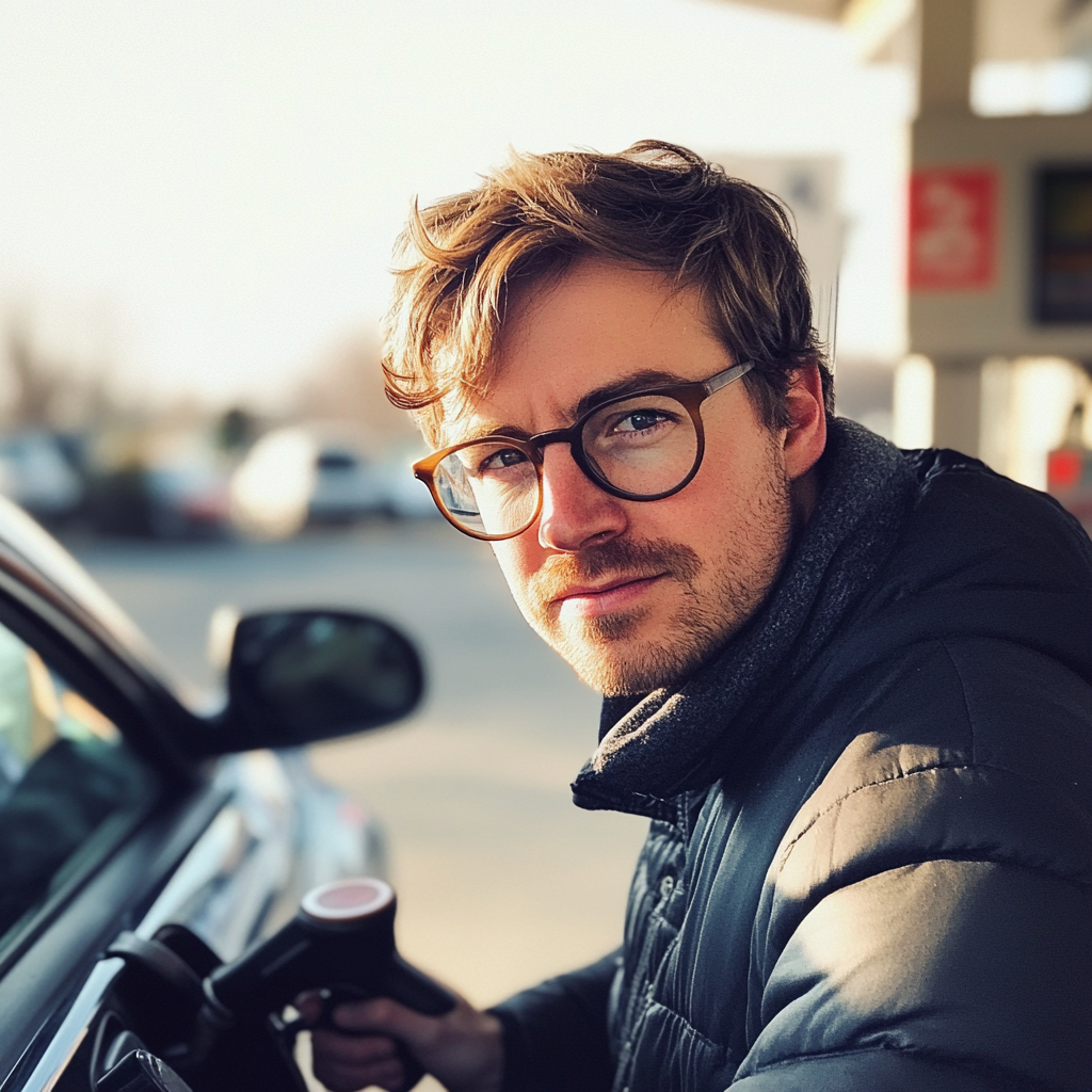 A man at a gas station | Source: Midjourney