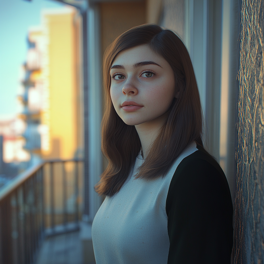 A woman standing in a balcony | Source: Midjourney