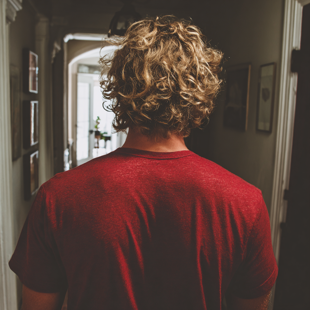 A man walking down a home hallway | Source: Midjourney