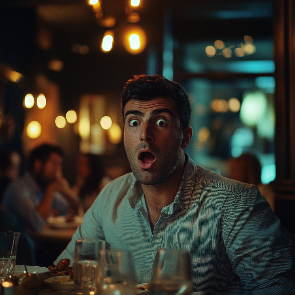 A shocked man in a restaurant | Source: Midjourney