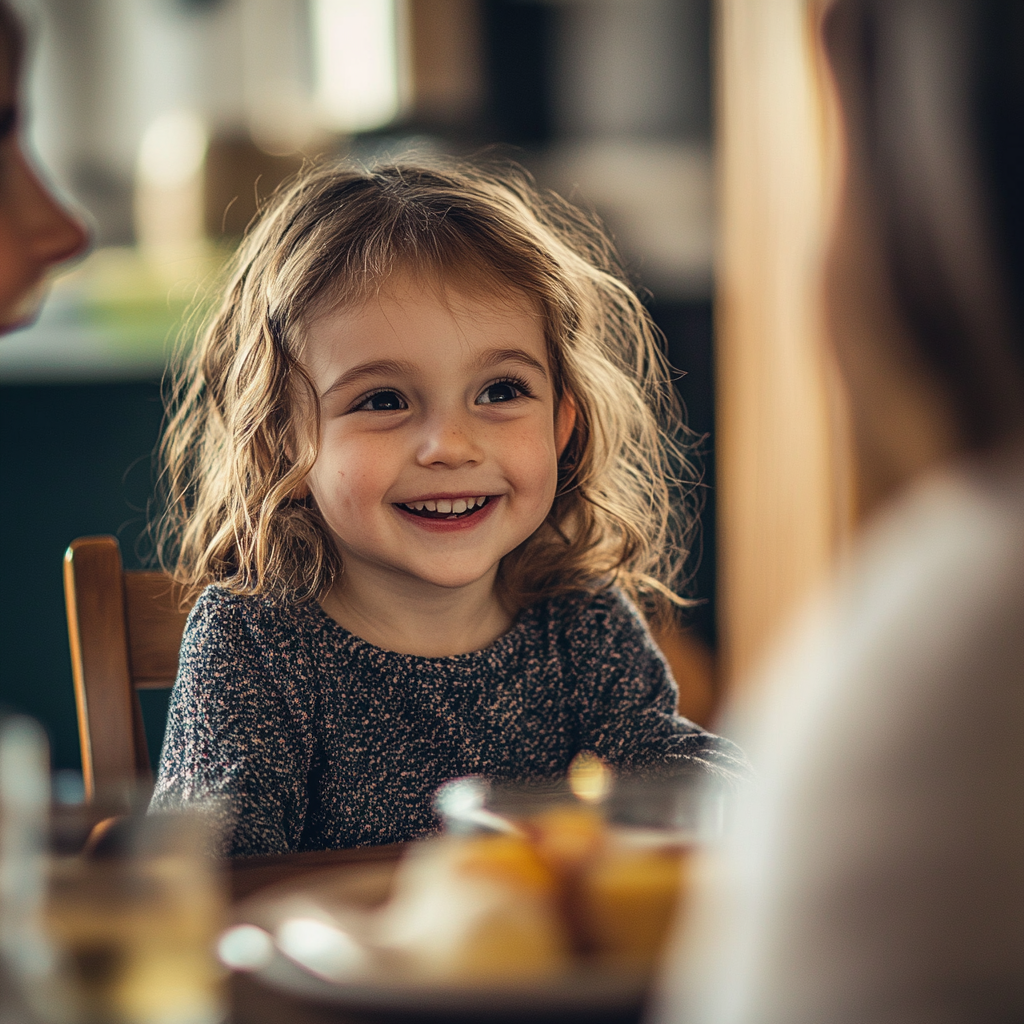 A girl talking to a woman at the dinner table | Source: Midjourney