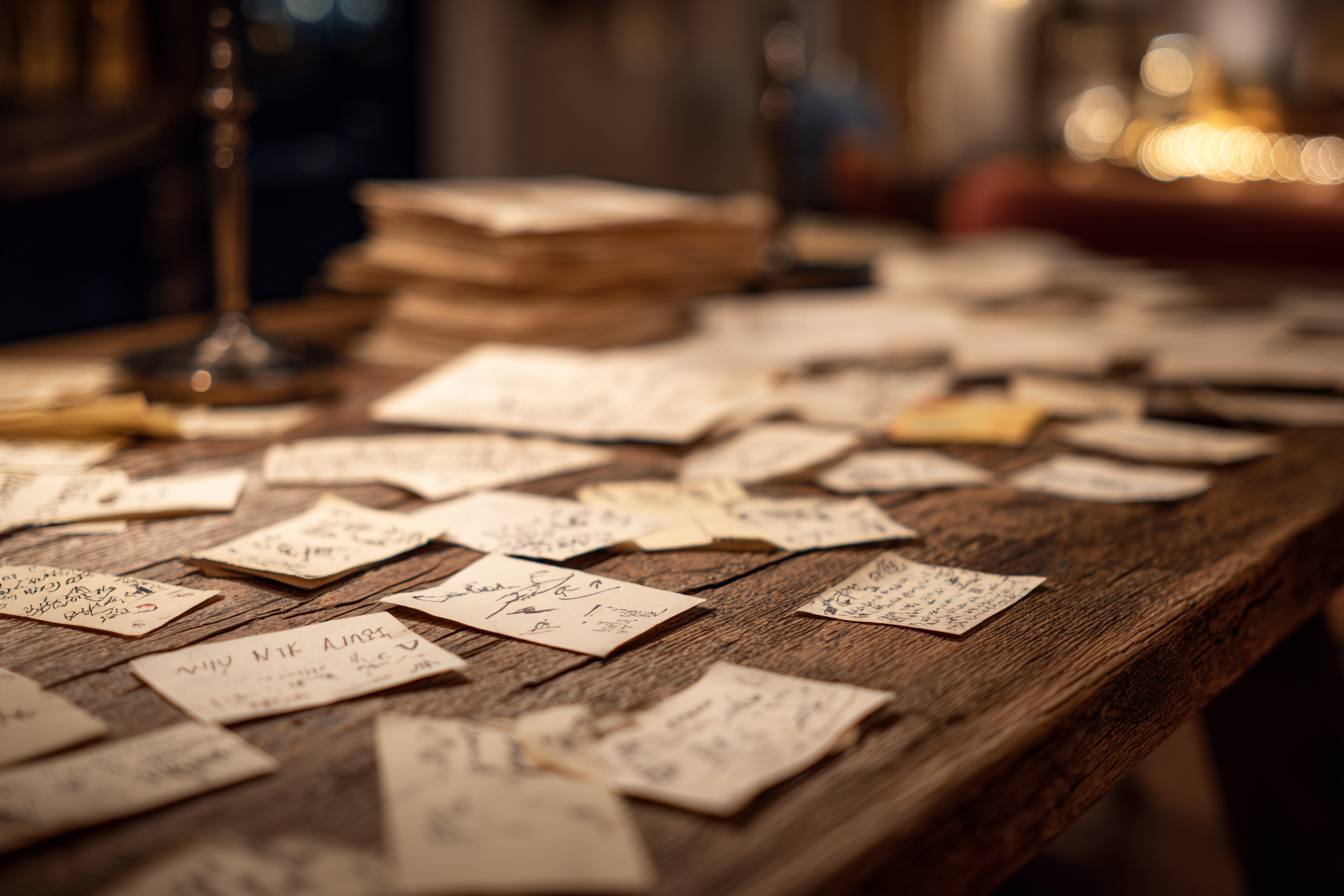 Handwritten notes on a table | Source: Midjourney