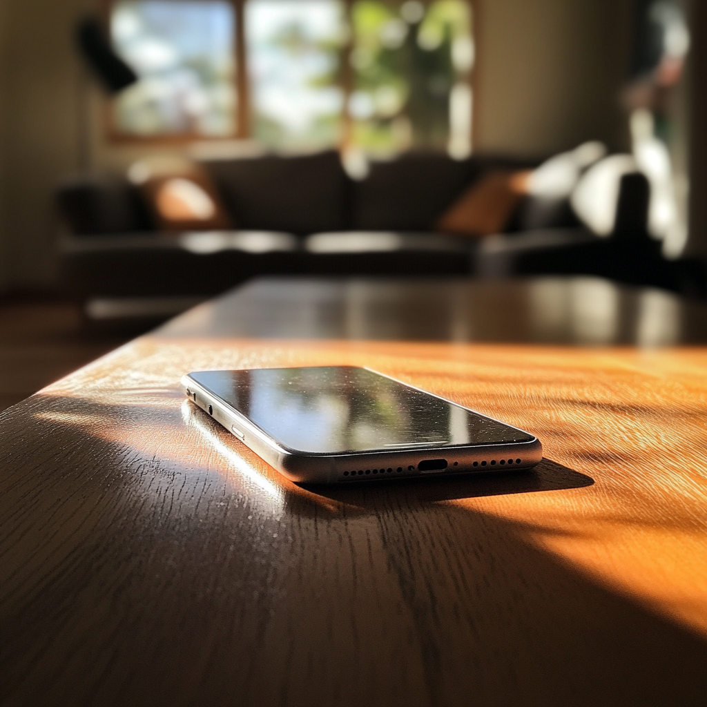 A cellphone on a table | Source: Midjourney