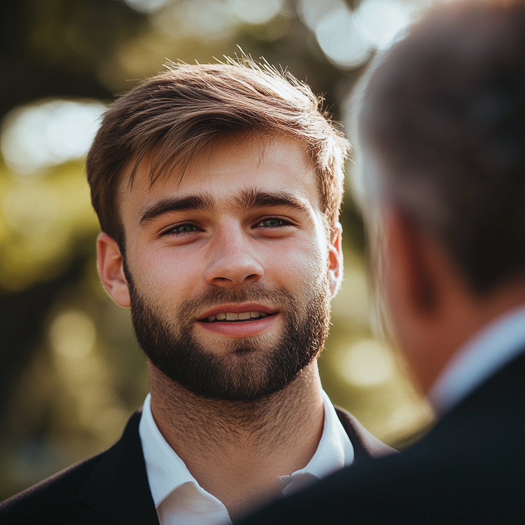 A groom talking to a man | Source: Midjourney