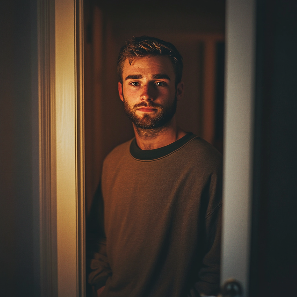 A man about to close his bedroom door | Source: Midjourney