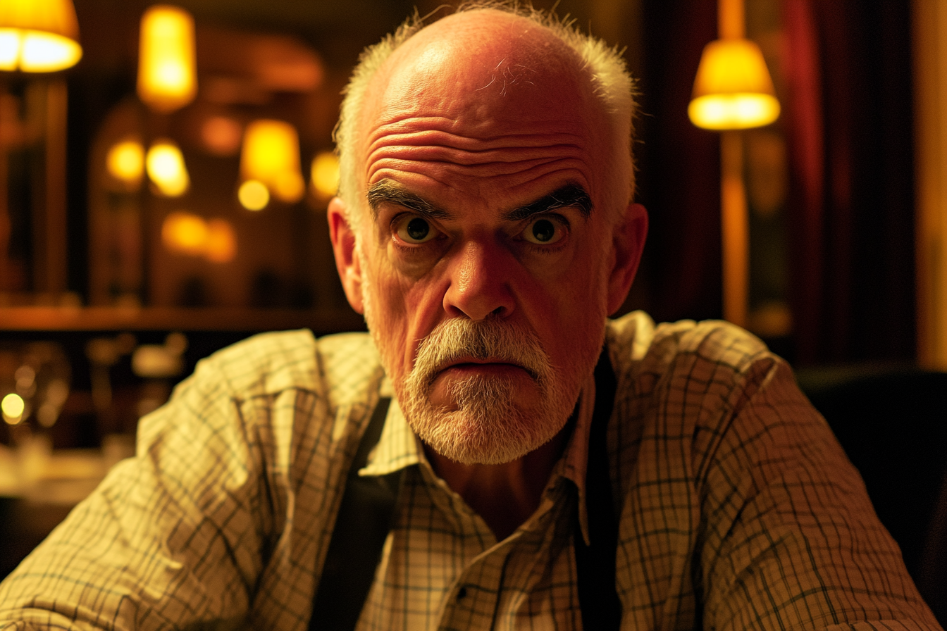 An elderly man seated in a brightly-lit room | Source: Midjourney