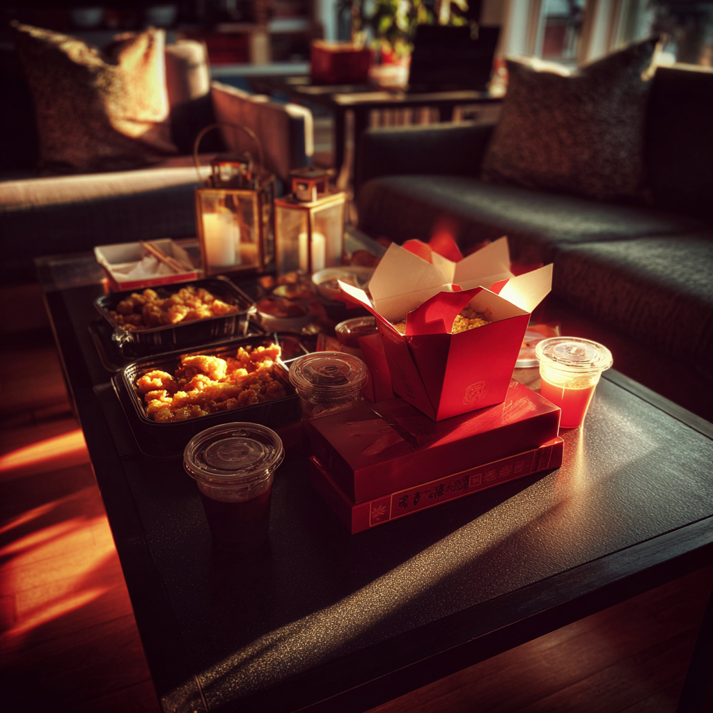 Food on a coffee table | Source: Midjourney