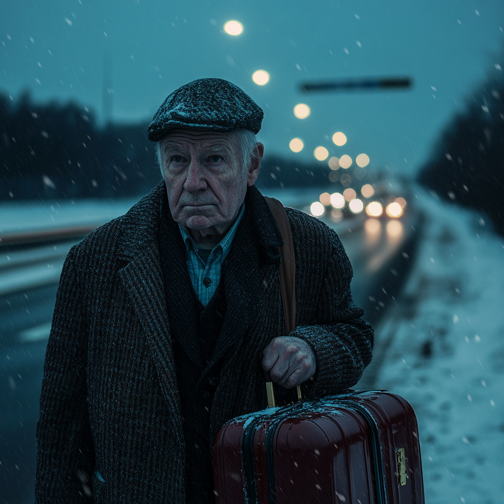 An elderly man with a suitcase | Source: Midjourney