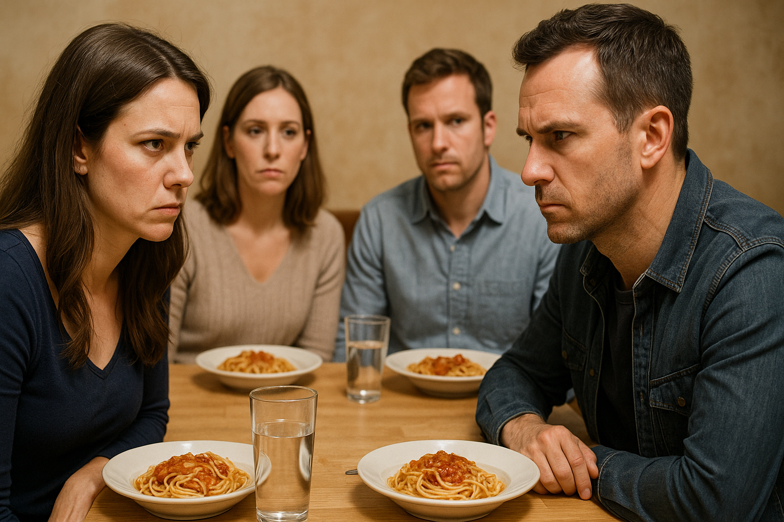 Two women and two men at a dinner | Source: Sora