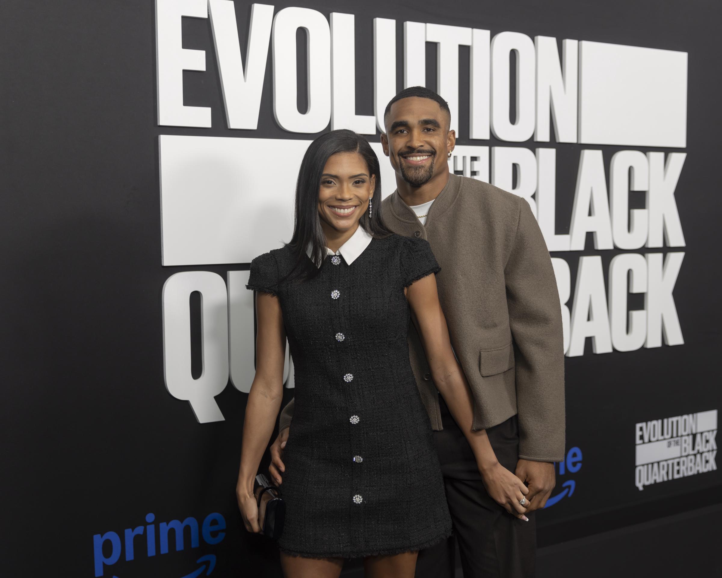 Bryonna Burrows and Jalen Hurts at Prime Video's "The Evolution Of The Black Quarterback" premiere in New York City on September 24, 2024. | Source: Getty Images