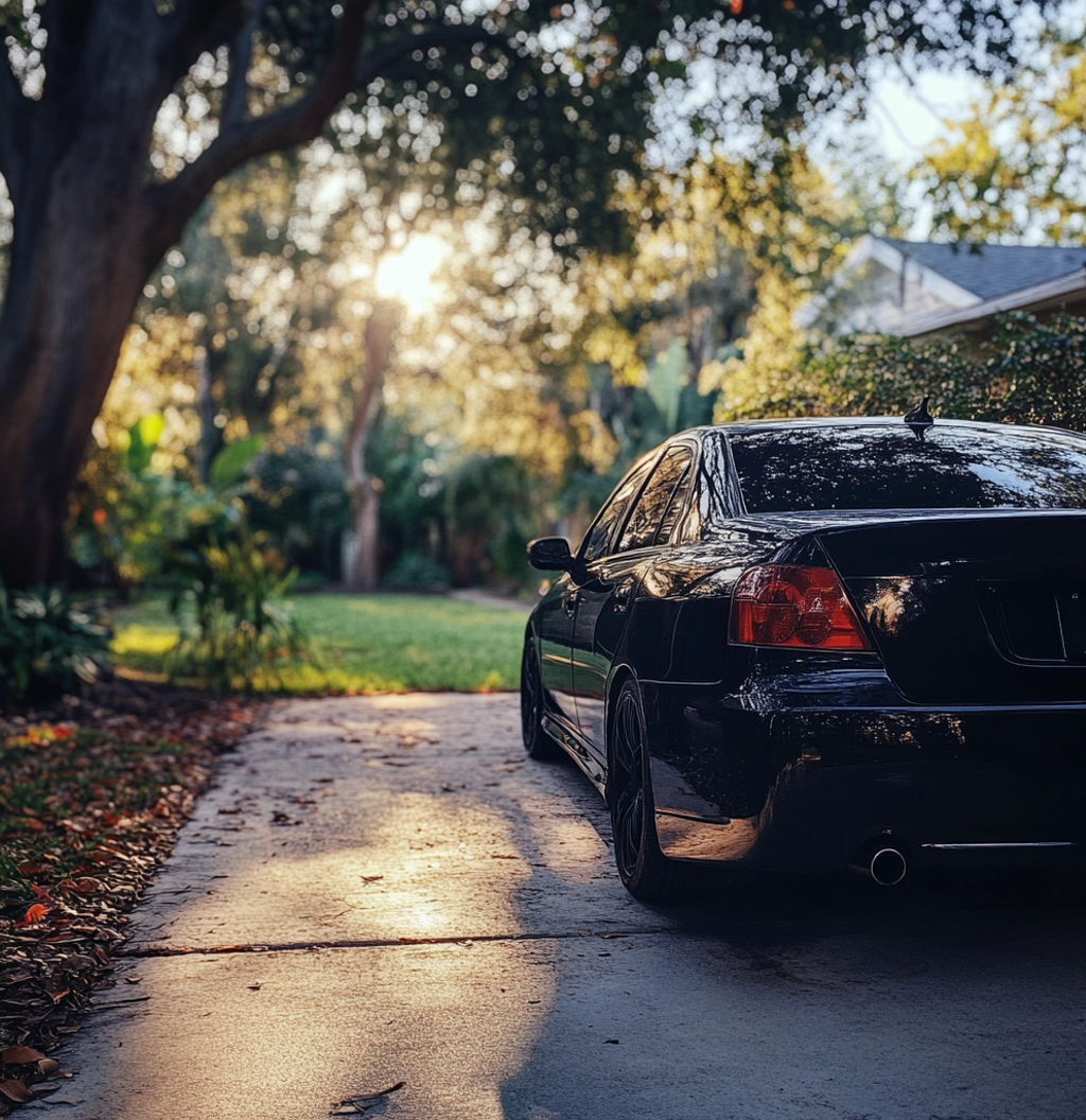 A car parked in a driveway | Source: Midjourney